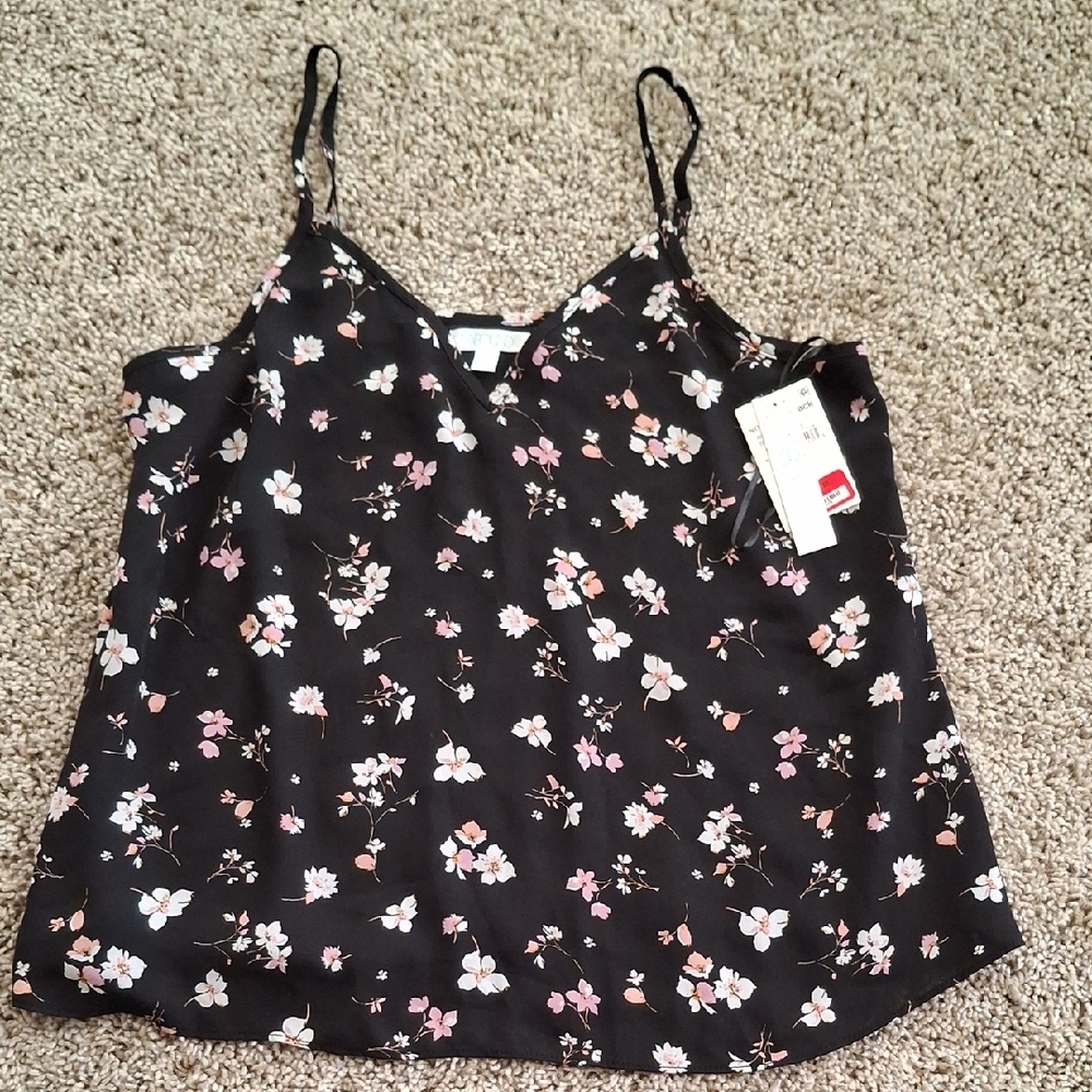 2/15$ Abound Black and Pink Sleeveless Camisole